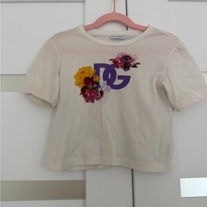 Dolce & Gabbana Cream Floral Kids Tee